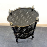 Antique Napoleon III Etagere,Ebony, paper mache inlaid Three Tier Stand.