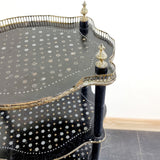 Antique Napoleon III Etagere,Ebony, paper mache inlaid Three Tier Stand.