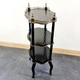 Antique Napoleon III Etagere,Ebony, paper mache inlaid Three Tier Stand.