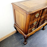 Antique 19th Century Walnut Dutch Serpentine Chest of Three Drawers.