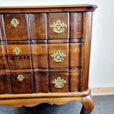 Antique 19th Century Walnut Dutch Serpentine Chest of Three Drawers.