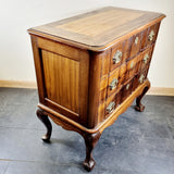 Antique 19th Century Walnut Dutch Serpentine Chest of Three Drawers.