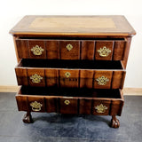 Antique 19th Century Walnut Dutch Serpentine Chest of Three Drawers.