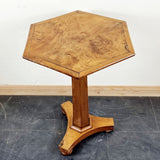 Antique Circa 1900s Burr Elm Hexagonal Tilt top Occasionally Table