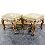 Antique Pair of French 19th Century Giltwood Stools.