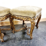Antique Pair of French 19th Century Giltwood Stools.