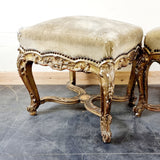 Antique Pair of French 19th Century Giltwood Stools.