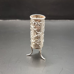 Circa 1900 Wang Hing Silver Peony Vase.
