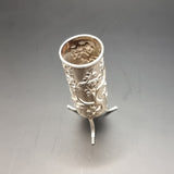 Circa 1900 Wang Hing Silver Peony Vase.