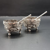 Circa 1900 Antique Pair of Silver Indian Salt Dishes