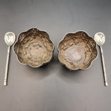 Circa 1900 Antique Pair of Silver Indian Salt Dishes