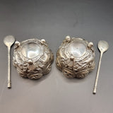 Circa 1900 Antique Pair of Silver Indian Salt Dishes