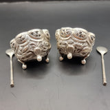 Circa 1900 Antique Pair of Silver Indian Salt Dishes
