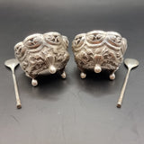 Circa 1900 Antique Pair of Silver Indian Salt Dishes