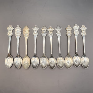 Collection of 10 Vintage Rolex Bucherer Spoons, St Moritz, Lugano, and Lucerne