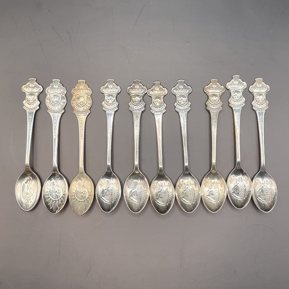 Collection of 10 Vintage Rolex Bucherer Spoons, St Moritz, Lugano, and Lucerne