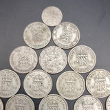 Collection of Silver Sixpence and a single Turkish/ Ottoman Coin 1923, 25, 27, 1942, 43, 44, 45, and 46.