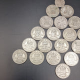 Collection of Silver Sixpence and a single Turkish/ Ottoman Coin 1923, 25, 27, 1942, 43, 44, 45, and 46.