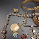Collection of Antique and Vintage Jewellery, Silver, Gold Plated, Micro Mosaic.