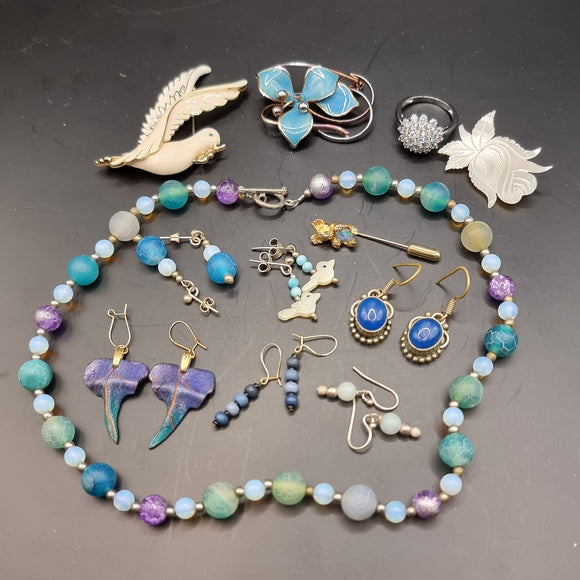Collection of Silver and Costume Jewellery, Earrings, brooches, Ring and Necklace