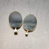 Two Antique Gold Opal and Onyx Owl Pendants.