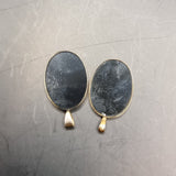 Two Antique Gold Opal and Onyx Owl Pendants.