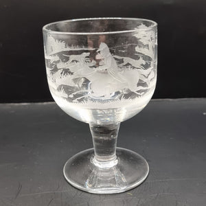 Antique Hunting Crystal Glass Rummer 19th Century