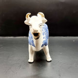 Antique Circa 1900 Staffordshire Willow Pattern Cow Creamer Blue and White