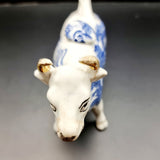 Antique Circa 1900 Staffordshire Willow Pattern Cow Creamer Blue and White