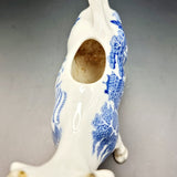 Antique Circa 1900 Staffordshire Willow Pattern Cow Creamer Blue and White