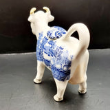 Antique Circa 1900 Staffordshire Willow Pattern Cow Creamer Blue and White