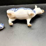 Antique Circa 1900 Staffordshire Willow Pattern Cow Creamer Blue and White