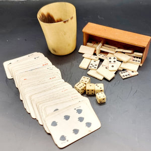 Antique Horn and Bone Miniature Games Set