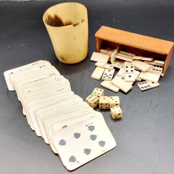 Antique Horn and Bone Miniature Games Set