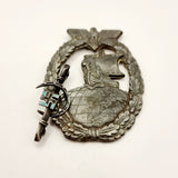 WW2 German Kriegsmarine Auxiliary Crusier War Badge, and Silver Enamel Nazi Brooch