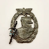 WW2 German Kriegsmarine Auxiliary Crusier War Badge, and Silver Enamel Nazi Brooch