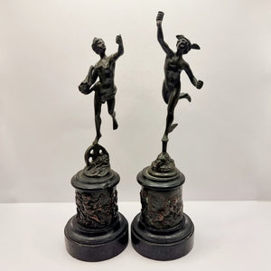 Pair of 19th Century Antique Bronzes of Mercury and Funtuna.