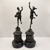 Pair of 19th Century Antique Bronzes of Mercury and Funtuna.