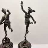 Pair of 19th Century Antique Bronzes of Mercury and Funtuna.