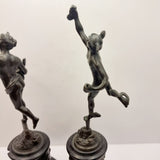 Pair of 19th Century Antique Bronzes of Mercury and Funtuna.