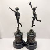 Pair of 19th Century Antique Bronzes of Mercury and Funtuna.