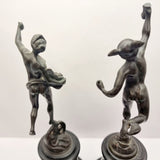 Pair of 19th Century Antique Bronzes of Mercury and Funtuna.