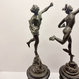 Pair of 19th Century Antique Bronzes of Mercury and Funtuna.