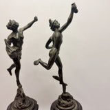Pair of 19th Century Antique Bronzes of Mercury and Funtuna.
