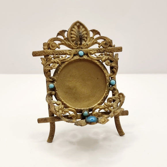 Antique Cast Brass Ornate Cabochon Pocket Watch Stand