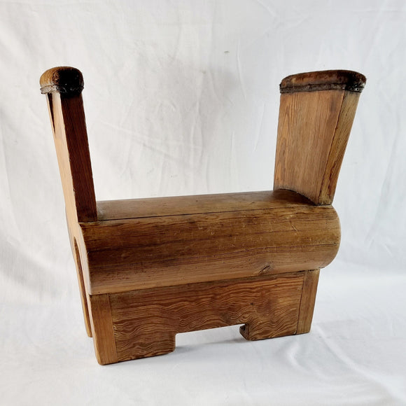 Antique 20th Century Elm and Leather Gymnastics Buck