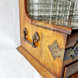 Antique Arts and Crafts Oak Tantalus with Drawer.