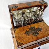 Antique Arts and Crafts Oak Tantalus with Drawer.