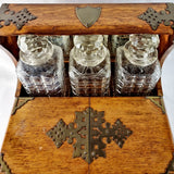 Antique Arts and Crafts Oak Tantalus with Drawer.