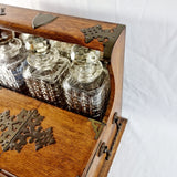 Antique Arts and Crafts Oak Tantalus with Drawer.